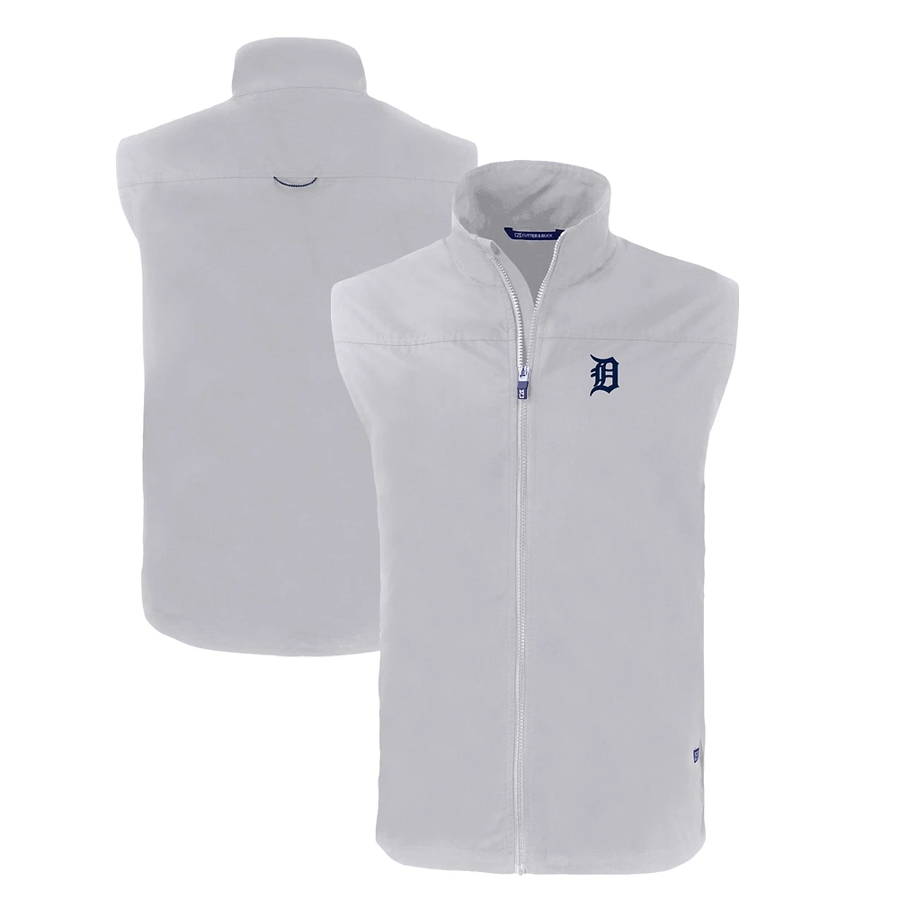 Men's Cutter & Buck Gray Detroit Tigers Big & Tall Charter Eco Full-Zip Vest