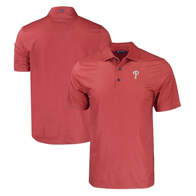 Men's Cutter & Buck Red Philadelphia Phillies Big Tall Pike Eco Tonal Geo Print Stretch Recycled Polo