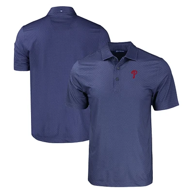 Men's Cutter & Buck Navy Philadelphia Phillies Big & Tall Pike Eco Tonal Geo Print Stretch Recycled Polo