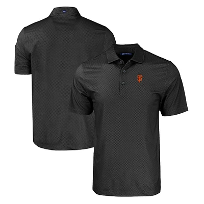 Men's Cutter & Buck Black San Francisco Giants Big Tall Pike Eco Tonal Geo Print Stretch Recycled Polo