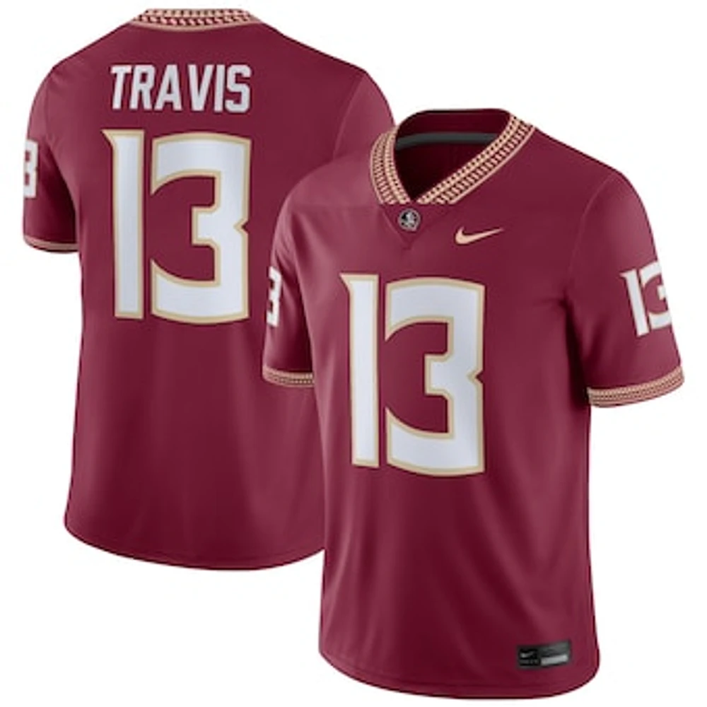 Men's Nike Jordan Travis Garnet Florida State Seminoles NIL Football Game Jersey