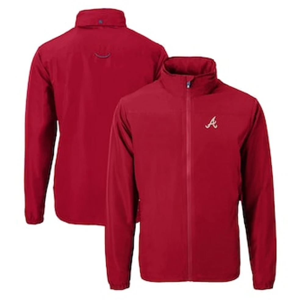 Men's Cutter & Buck Red Atlanta Braves Charter Eco Recycled Full-Zip Jacket