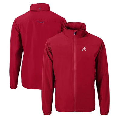 Men's Cutter & Buck Red Atlanta Braves Charter Eco Recycled Full-Zip Jacket