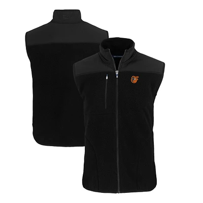 Men's Cutter & Buck Black Baltimore Orioles Cascade Eco Sherpa Fleece Full-Zip Vest