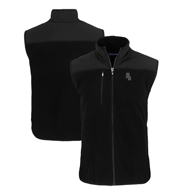 Men's Cutter & Buck Black Chicago White Sox Cascade Eco Sherpa Fleece Full-Zip Vest