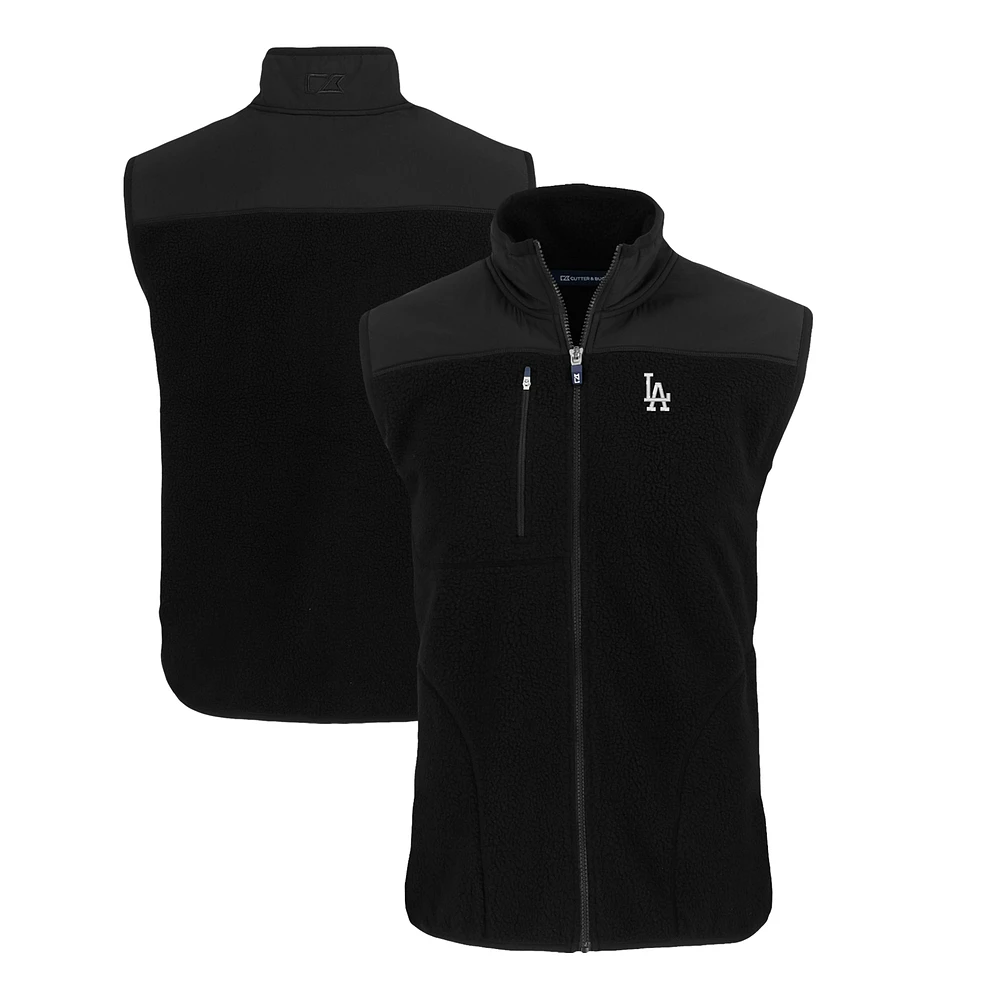 Men's Cutter & Buck Black Los Angeles Dodgers Cascade Eco Sherpa Fleece Full-Zip Vest