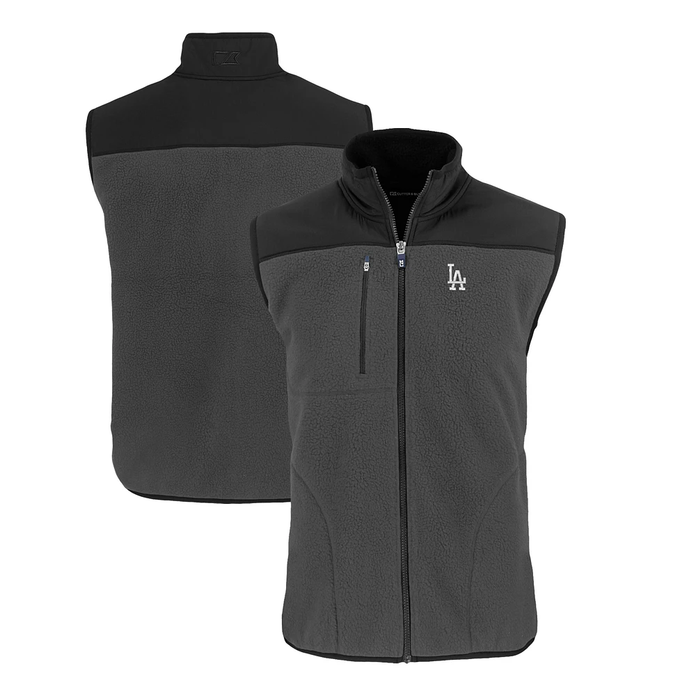 Men's Cutter & Buck Gray/Black Los Angeles Dodgers Cascade Eco Sherpa Fleece Full-Zip Vest