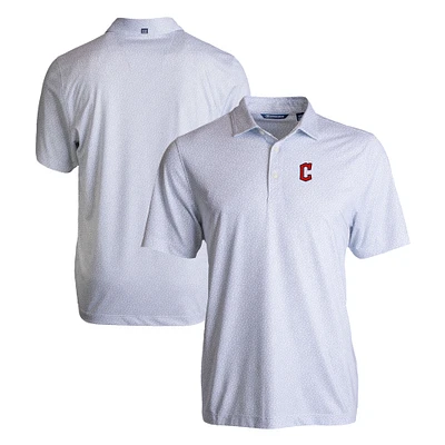Men's Cutter & Buck White Cleveland Guardians Pike Eco Pebble Print Stretch Recycled Polo