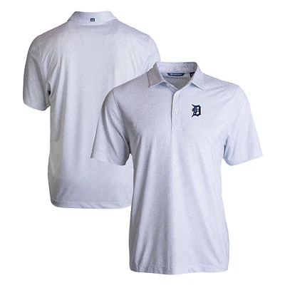 Men's Cutter & Buck White Detroit Tigers Pike Eco Pebble Print Stretch Recycled Polo