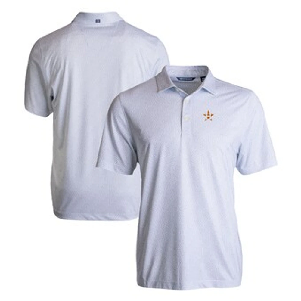 Men's Cutter & Buck White Houston Astros Pike Eco Pebble Print Stretch Recycled Polo