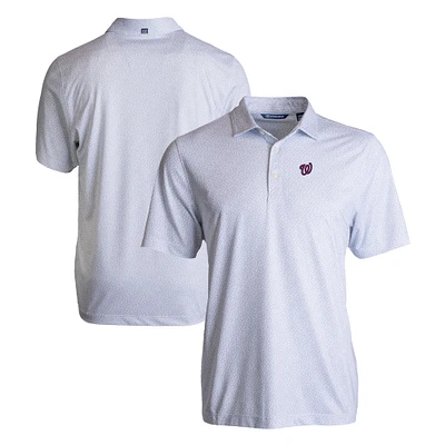 Men's Cutter & Buck White Washington Nationals Pike Eco Pebble Print Stretch Recycled Polo