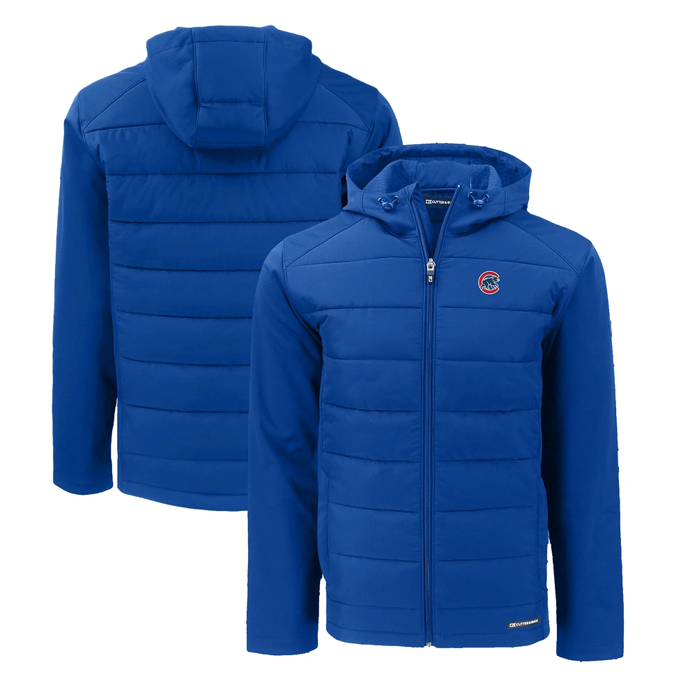 Men's Cutter & Buck Royal Chicago Cubs Evoke Hybrid Eco Softshell Recycled Full-Zip Hoodie