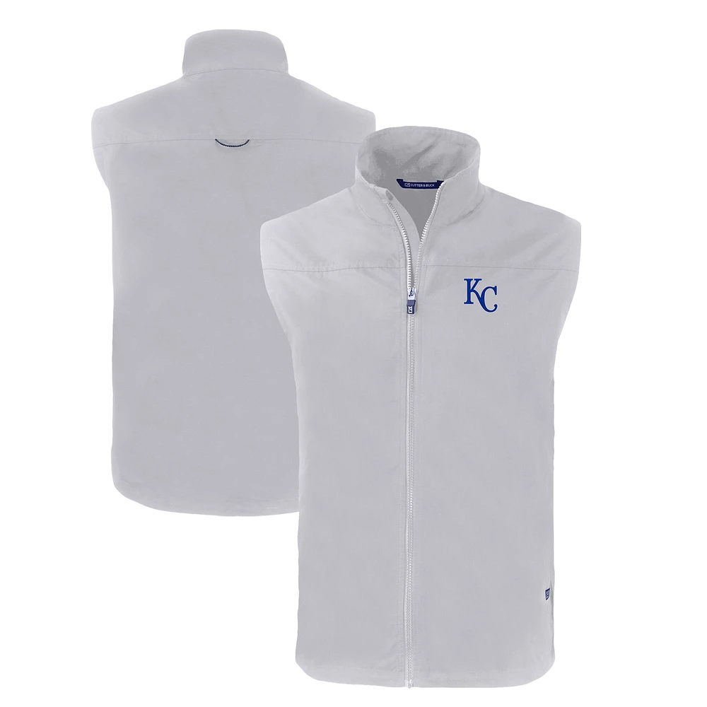 Men's Cutter & Buck Gray Kansas City Royals Charter Eco Recycled Full-Zip Vest