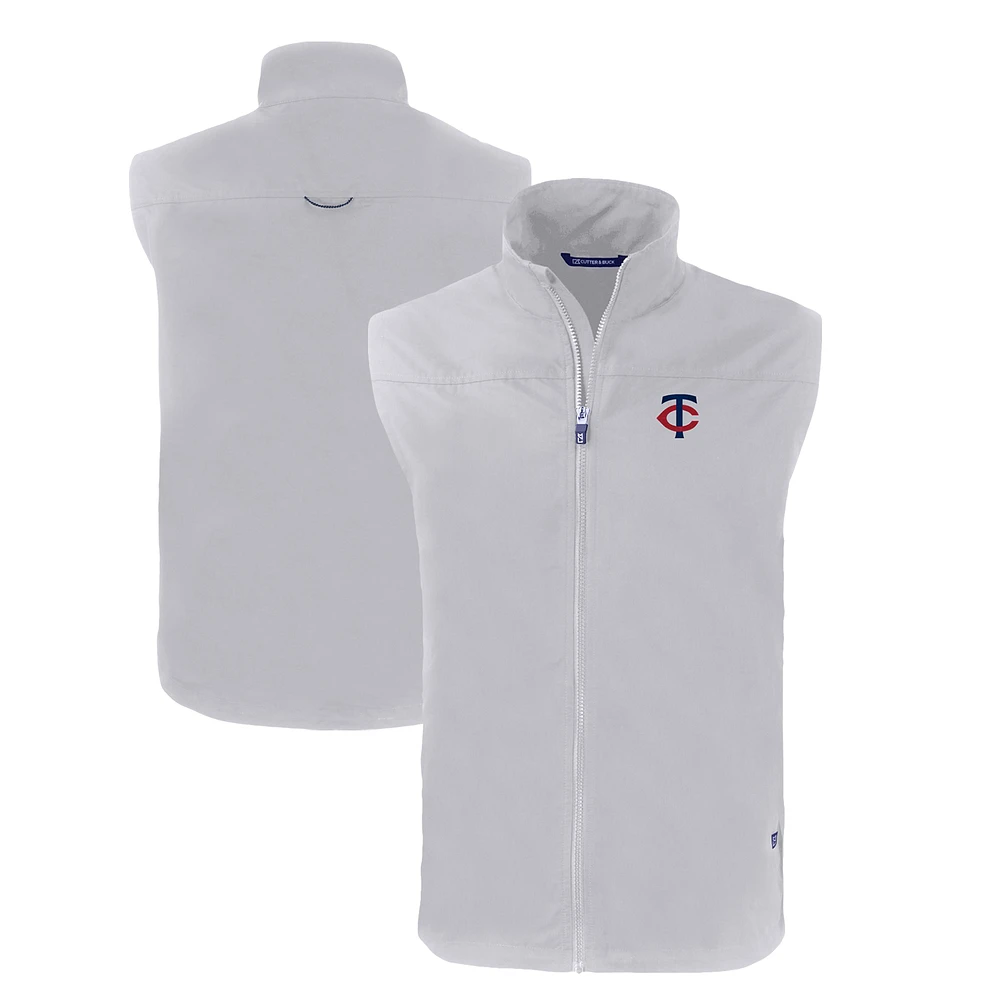 Men's Cutter & Buck Gray Minnesota Twins Charter Eco Recycled Full-Zip Vest