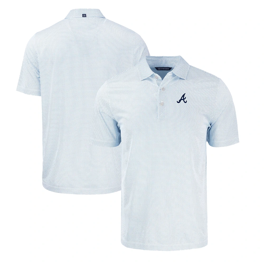 Men's Cutter & Buck Light Blue/White Atlanta Braves Pike Eco Symmetry Print Stretch Recycled Polo