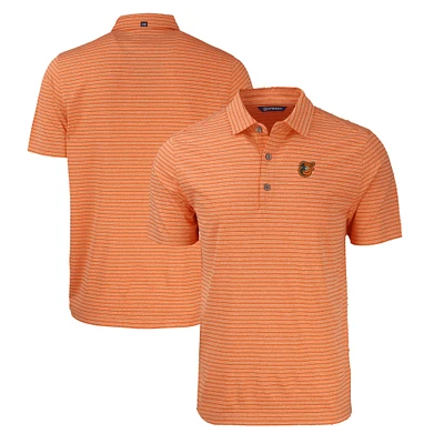 Men's Cutter & Buck Heather Orange Baltimore Orioles Forge Eco Heathered Stripe Stretch Recycled Polo