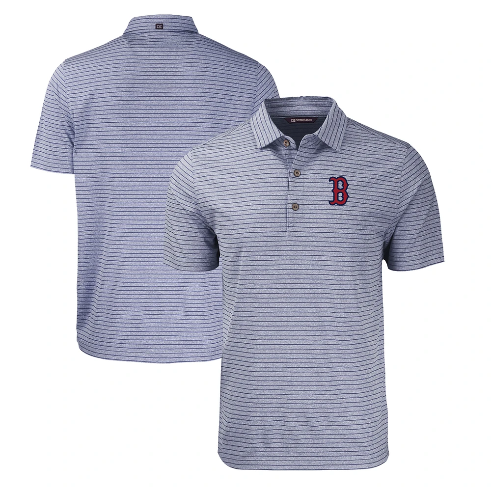 Men's Cutter & Buck Heather Navy Boston Red Sox Forge Eco Heathered Stripe Stretch Recycled Polo