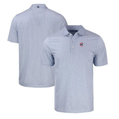 Men's Cutter & Buck Royal/White Chicago Cubs Pike Eco Symmetry Print Stretch Recycled Polo