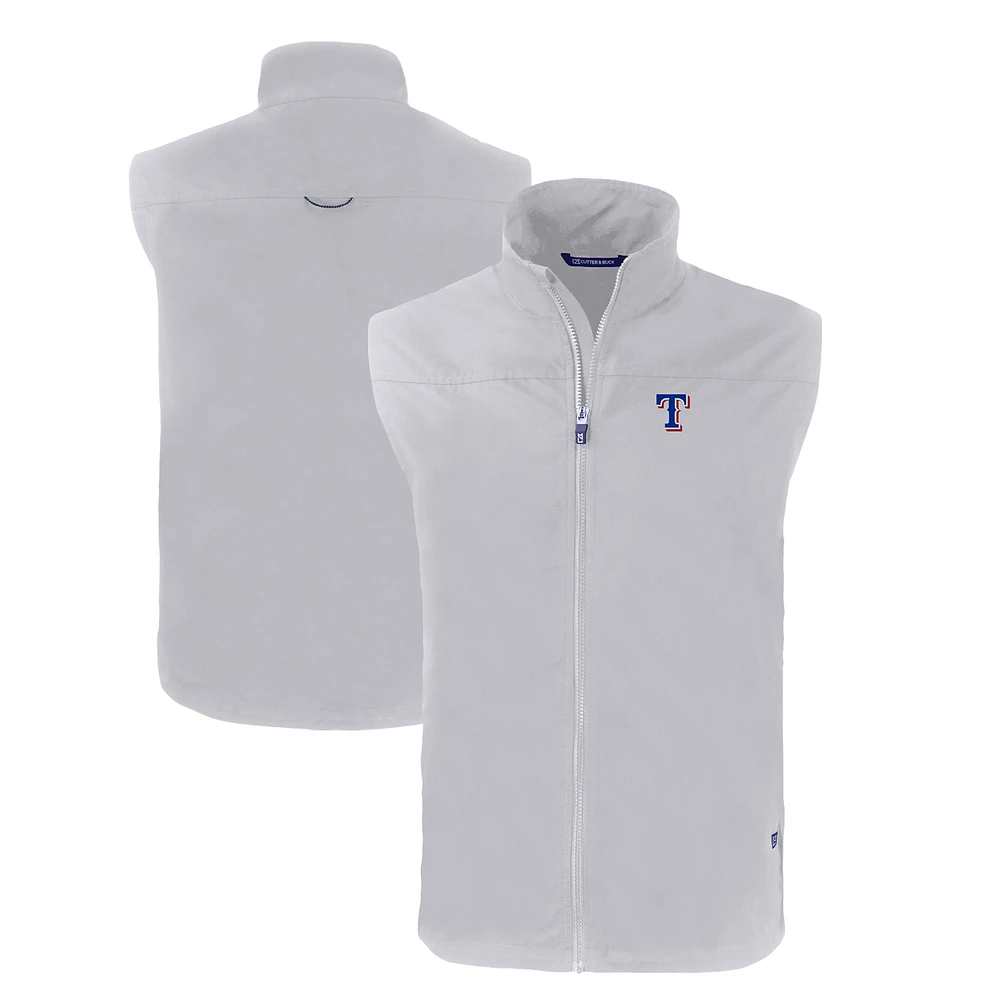 Men's Cutter & Buck Gray Texas Rangers Charter Eco Recycled Full-Zip Vest