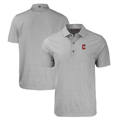 Men's Cutter & Buck Heather Gray Cleveland Guardians Forge Eco Heathered Stripe Stretch Recycled Polo