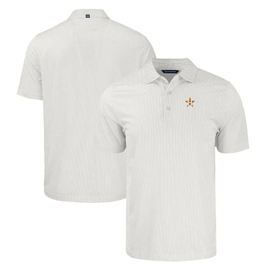 Men's Cutter & Buck Gray/White Houston Astros Pike Eco Symmetry Print Stretch Recycled Polo