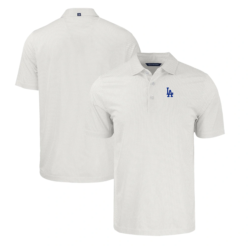 Men's Cutter & Buck Gray/White Los Angeles Dodgers Pike Eco Symmetry Print Stretch Recycled Polo
