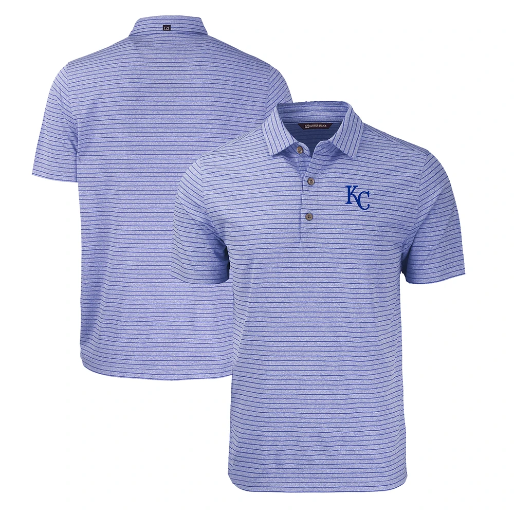 Men's Cutter & Buck Heather Royal Kansas City Royals Forge Eco Heathered Stripe Stretch Recycled Polo