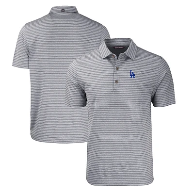 Men's Cutter & Buck Heather Black Los Angeles Dodgers Forge Eco Heathered Stripe Stretch Recycled Polo