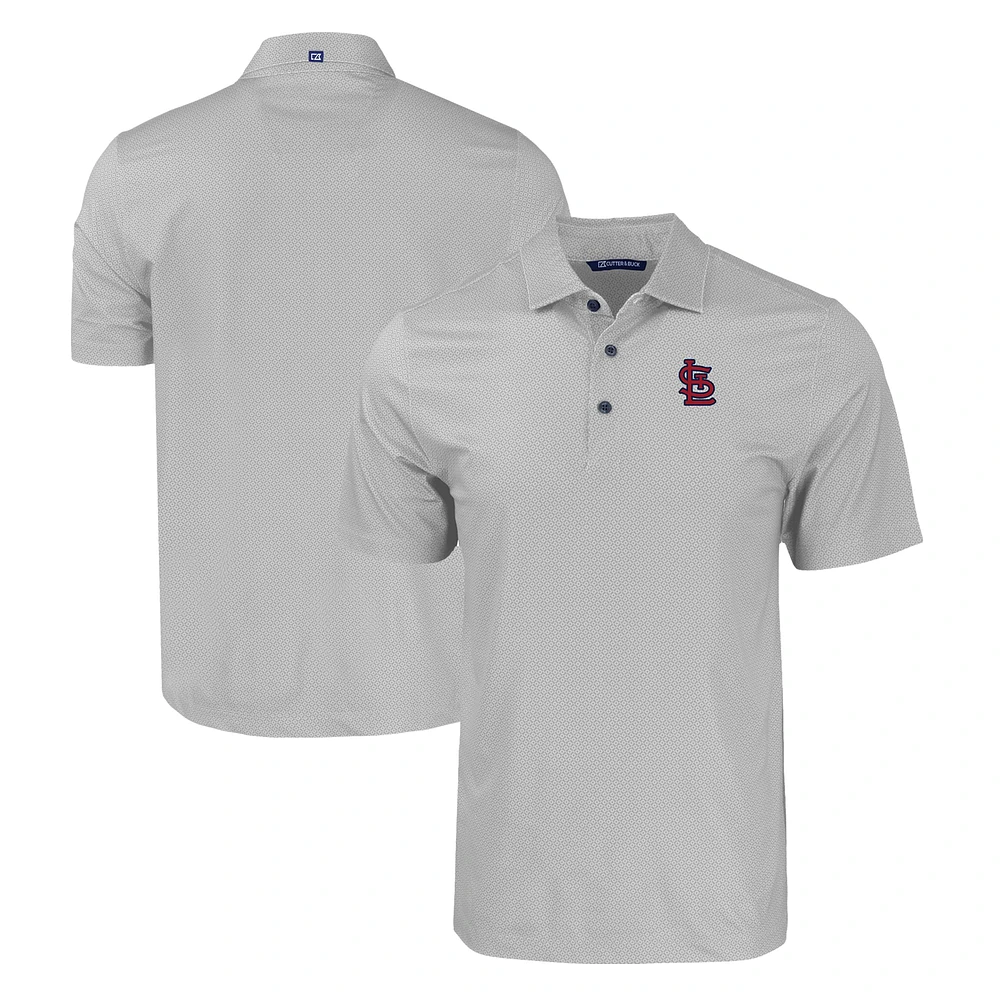 Men's Cutter & Buck Gray St. Louis Cardinals Pike Eco Tonal Geo Print Stretch Recycled Polo