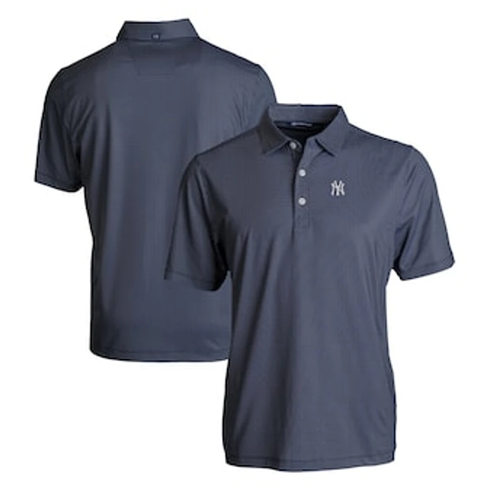 Men's Cutter & Buck Navy/White New York Yankees Pike Eco Symmetry Print Stretch Recycled Polo