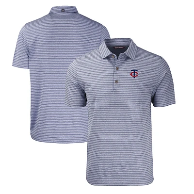 Men's Cutter & Buck Heather Navy Minnesota Twins Forge Eco Heathered Stripe Stretch Recycled Polo