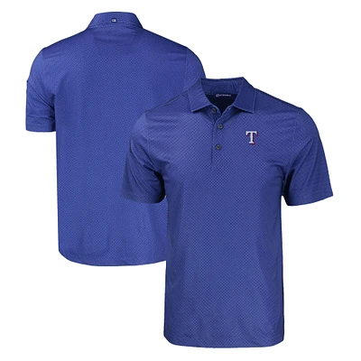 Men's Cutter & Buck Royal Texas Rangers Pike Eco Tonal Geo Print Stretch Recycled Polo