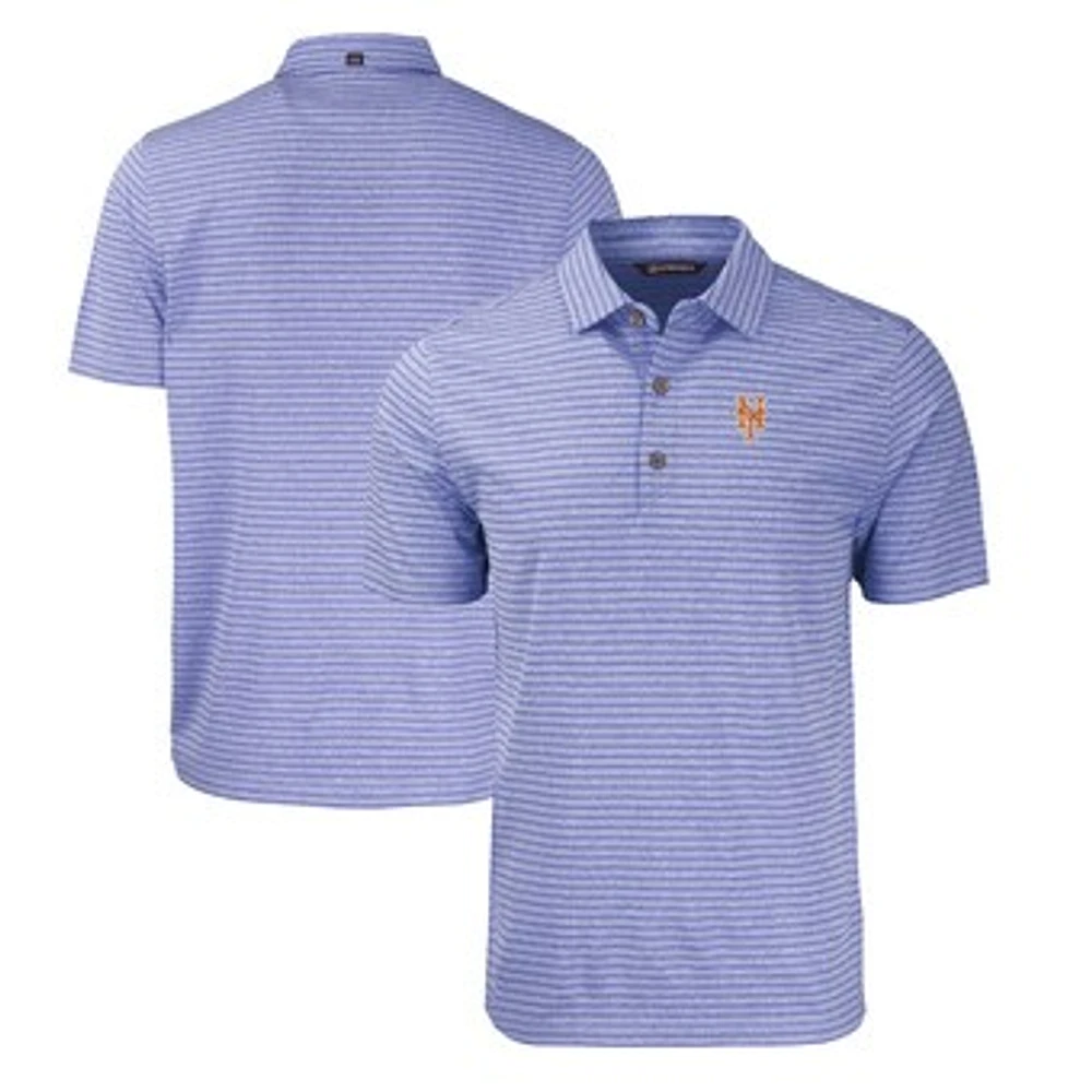 Men's Cutter & Buck Heather Royal New York Mets Forge Eco Heathered Stripe Stretch Recycled Polo