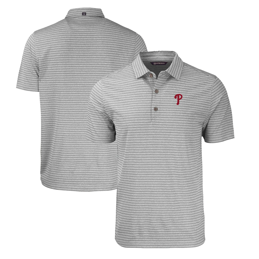 Men's Cutter & Buck Heather Philadelphia Phillies Forge Eco Heathered Stripe Stretch Recycled Polo