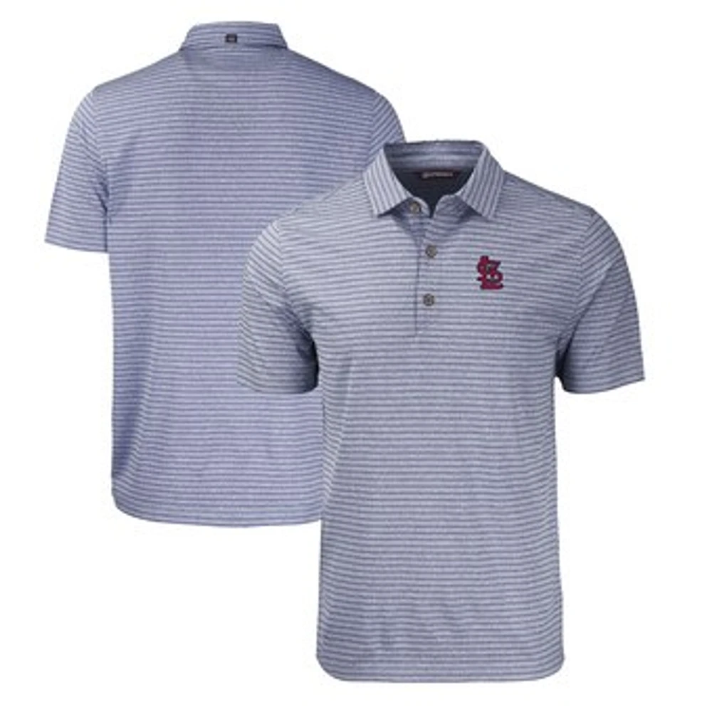Men's Cutter & Buck Heather Navy St. Louis Cardinals Forge Eco Heathered Stripe Stretch Recycled Polo