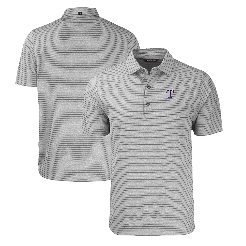 Men's Cutter & Buck Heather Gray Texas Rangers Forge Eco Heathered Stripe Stretch Recycled Polo