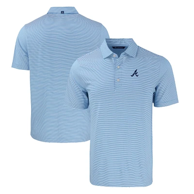 Men's Cutter & Buck Light Blue/White Atlanta Braves Forge Eco Double Stripe Stretch Recycled Polo