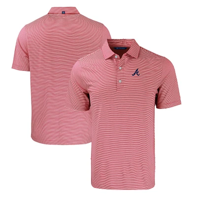 Men's Cutter & Buck /White Atlanta Braves Forge Eco Double Stripe Stretch Recycled Polo