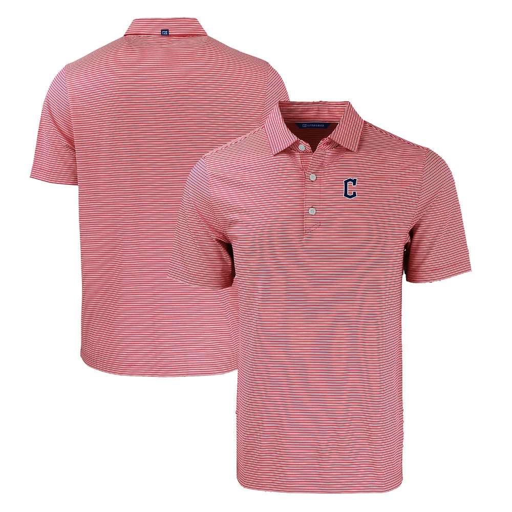 Men's Cutter & Buck Red/White Cleveland Guardians Forge Eco Double Stripe Stretch Recycled Polo