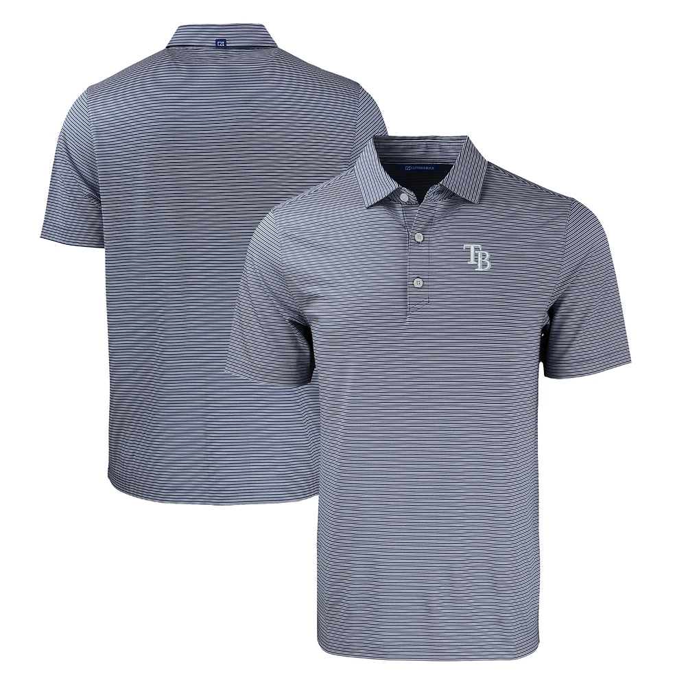Men's Cutter & Buck Navy/White Tampa Bay Rays Forge Eco Double Stripe Stretch Recycled Polo