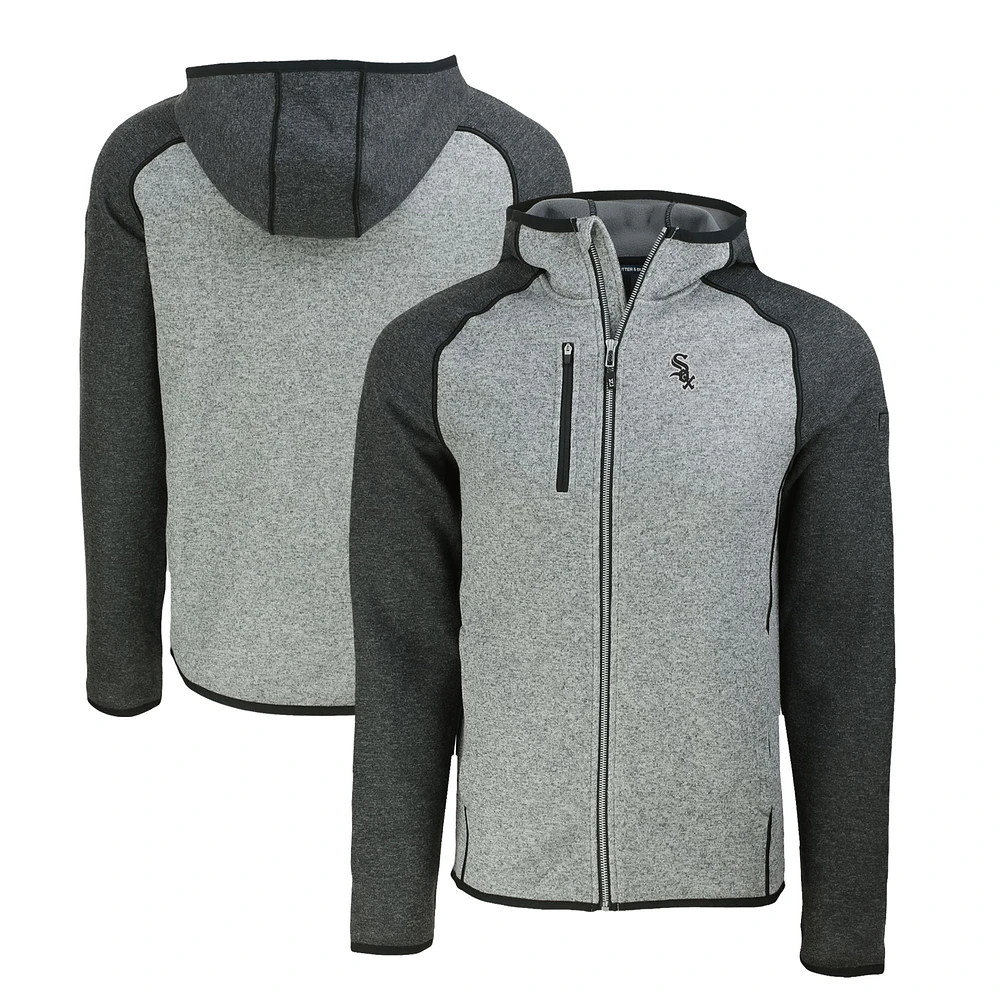 Men's Cutter & Buck Heather Charcoal/Heather Gray Chicago White Sox Mainsail Full-Zip Hooded Jacket
