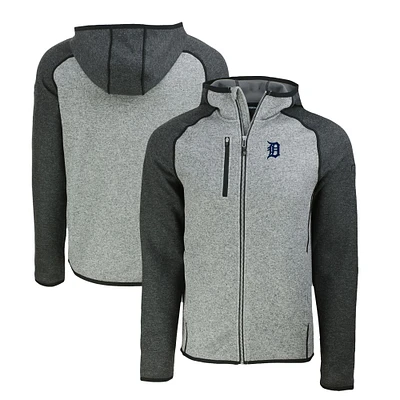 Men's Cutter & Buck Heather Charcoal/Heather Gray Detroit Tigers Mainsail Full-Zip Hooded Jacket