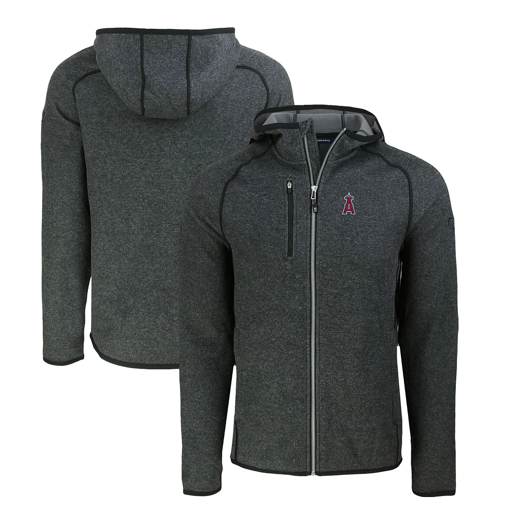 Men's Cutter & Buck Heather Charcoal Los Angeles Angels Mainsail Full-Zip Hooded Jacket
