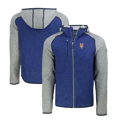 Men's Cutter & Buck Royal/Heather Gray New York Mets Mainsail Full-Zip Hooded Jacket