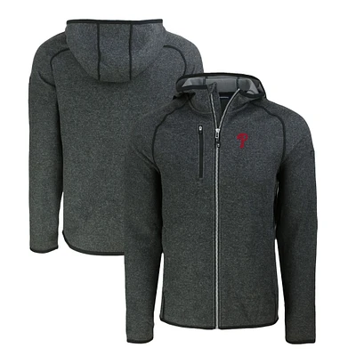 Men's Cutter & Buck Heather Charcoal Philadelphia Phillies Mainsail Full-Zip Hooded Jacket