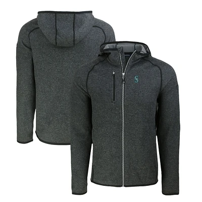 Men's Cutter & Buck Heather Charcoal Seattle Mariners Mainsail Full-Zip Hooded Jacket