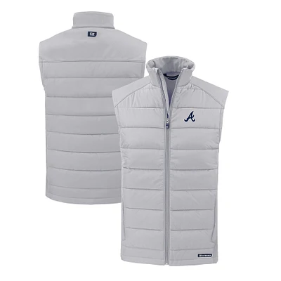 Men's Cutter & Buck Gray Atlanta Braves Evoke Hybrid Eco Softshell Recycled Full-Zip Vest