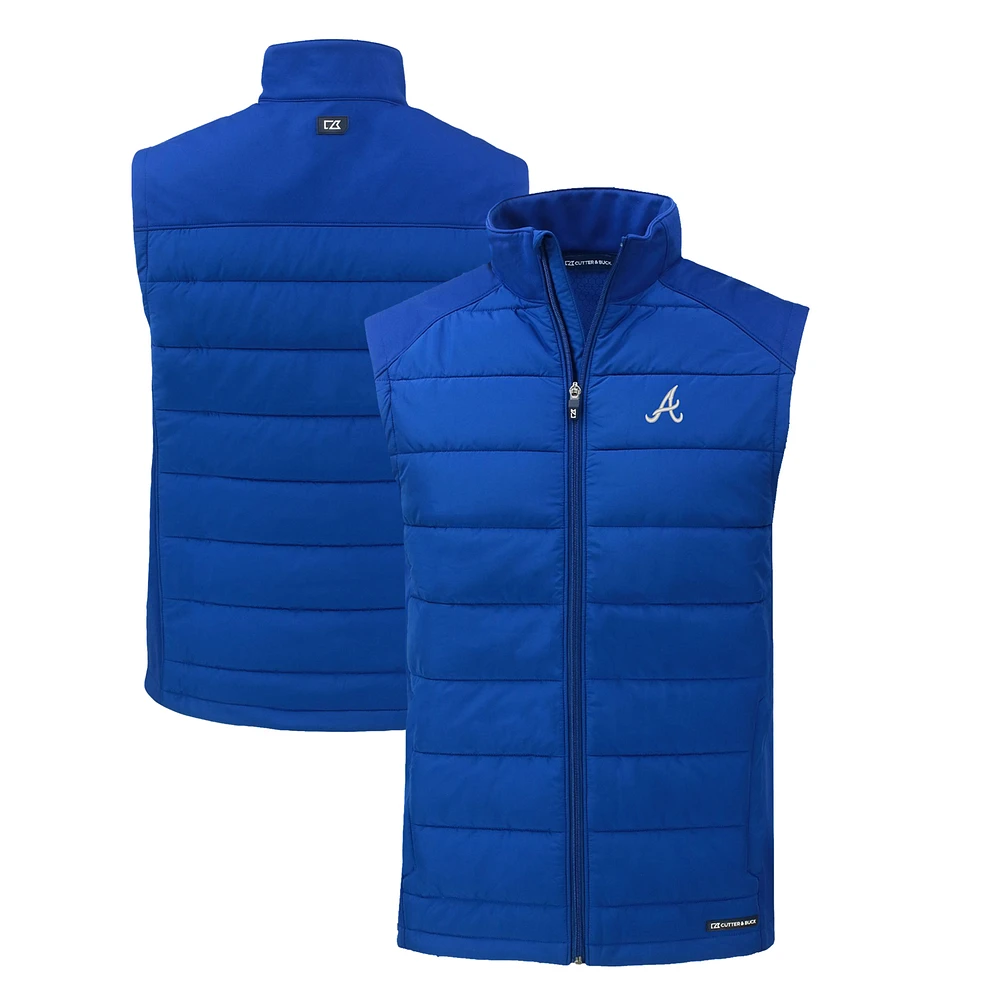 Men's Cutter & Buck Royal Atlanta Braves Evoke Hybrid Eco Softshell Recycled Full-Zip Vest