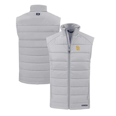 Men's Cutter & Buck Gray San Diego Padres Evoke Hybrid Eco Softshell Recycled Full-Zip Vest