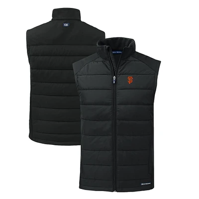 Men's Cutter & Buck Black San Francisco Giants Evoke Hybrid Eco Softshell Recycled Full-Zip Vest